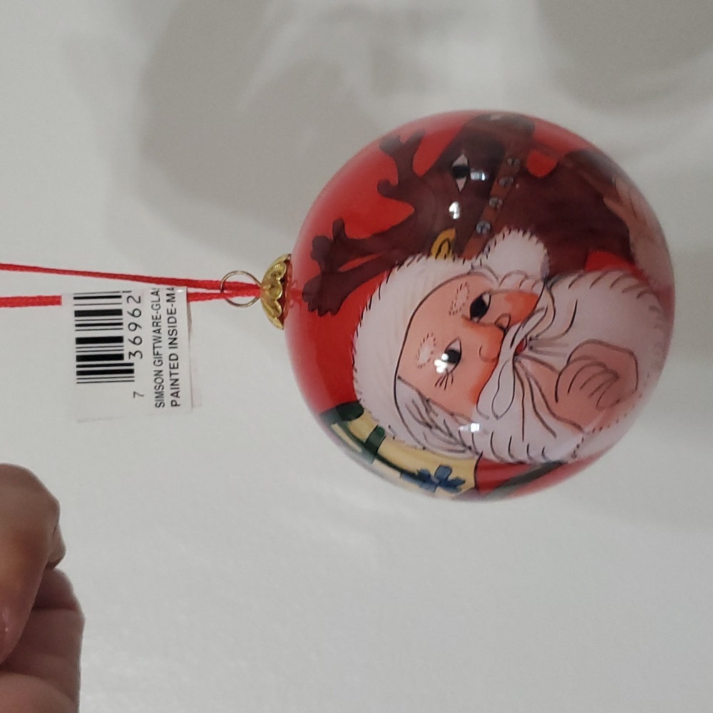 Vintage Santa & Toys Glass Ornaments